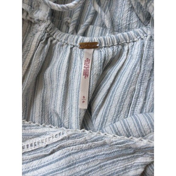 Free People Boho Womens SZ S Desert Days Stripe Mini Dress Cottagecore coastal - Picture 5 of 6